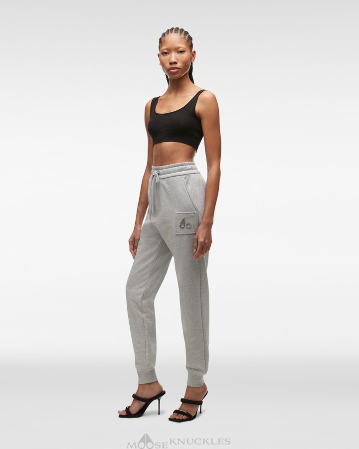 Women Moose Knuckles Brooklyn Jogger Trousers Grey Melange | QM3740952