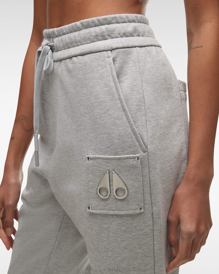 Women Moose Knuckles Brooklyn Jogger Trousers Grey Melange | QM3740952