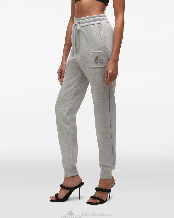 Women Moose Knuckles Brooklyn Jogger Trousers Grey Melange | QM3740952