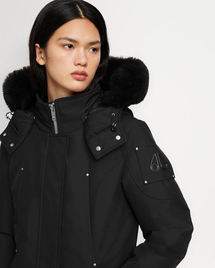 Women Moose Knuckles Cloud Parka Shearling Parkas Black / Black Shearling | LD4620879