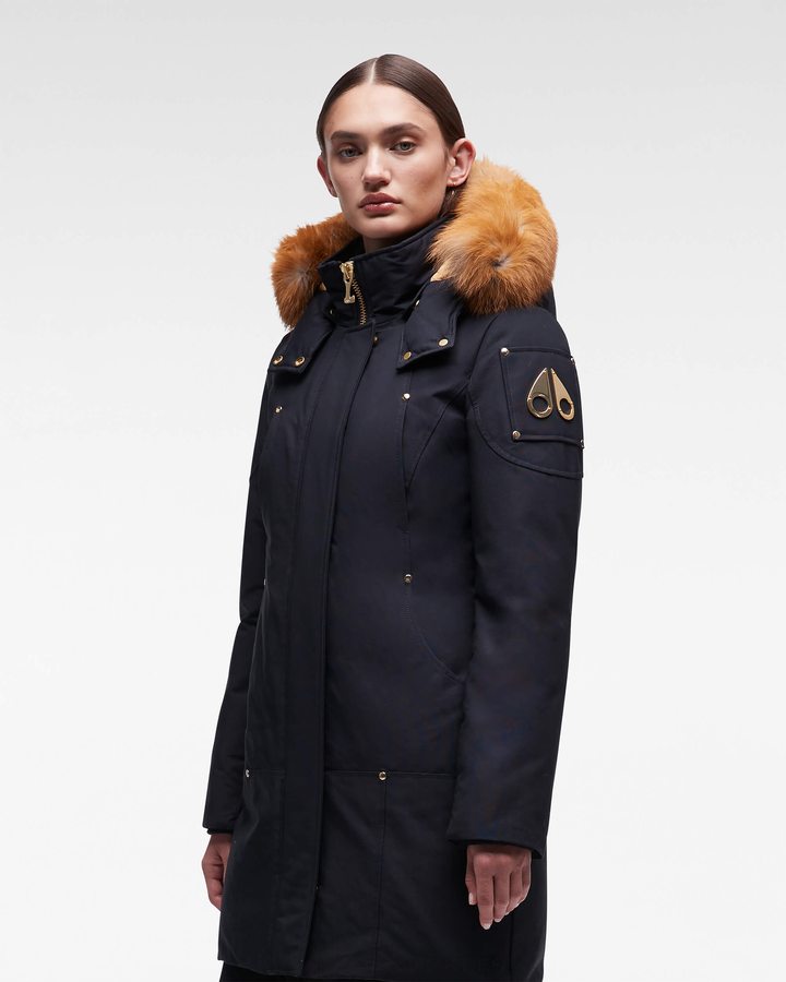 Women Moose Knuckles Gold Stirling Parka Fur Parkas Navy / Gold Fox Fur | US1237980