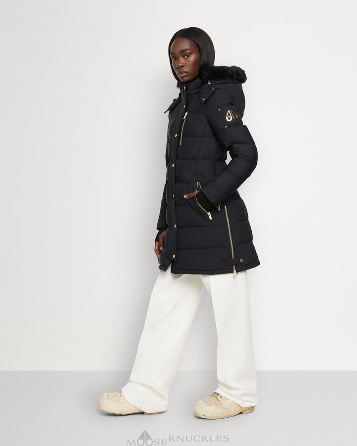 Women Moose Knuckles Gold Watershed Parka Parkas Black / Black Shearling | IO0578329