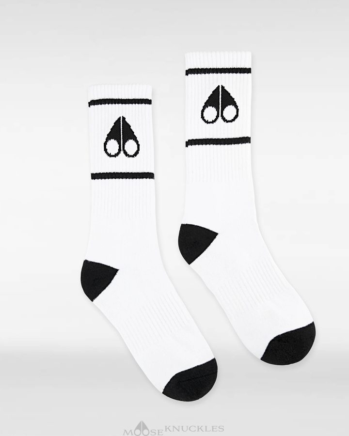 Women Moose Knuckles Logo Icon Socks Socks White / Black | EM8015647