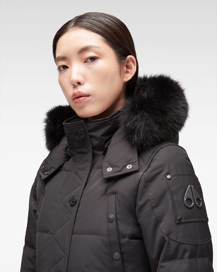 Women Moose Knuckles Onyx Anguille Jacket Jackets Black / Black Fox Fur | QS0394516