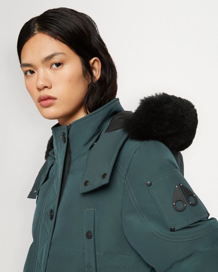 Women Moose Knuckles Onyx Anguille Jacket Shearling Jackets Forest Hill / Black Shearling | LC2089531