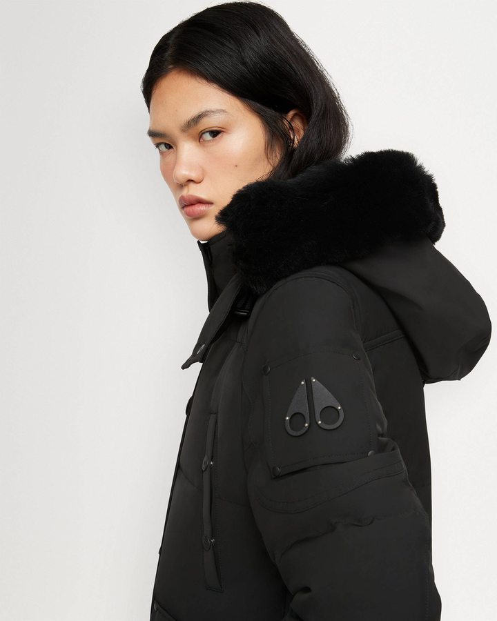 Women Moose Knuckles Onyx Anguille Jacket Shearling Jackets Black / Black Shearling | TA2984150