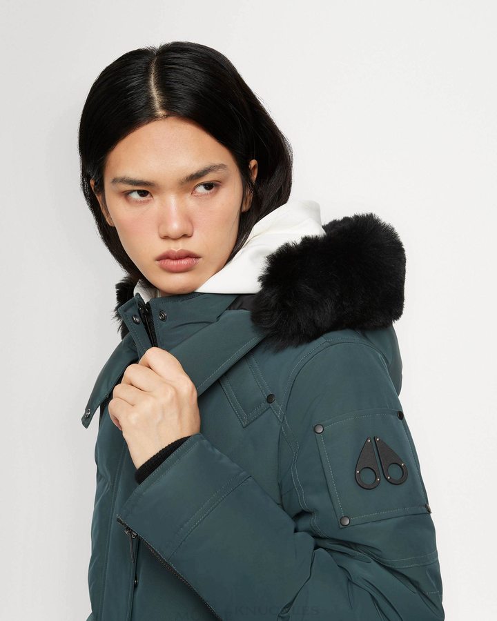 Women Moose Knuckles Onyx Causapscal Parka Parkas Forest Hill / Black Shearling | SC1739506