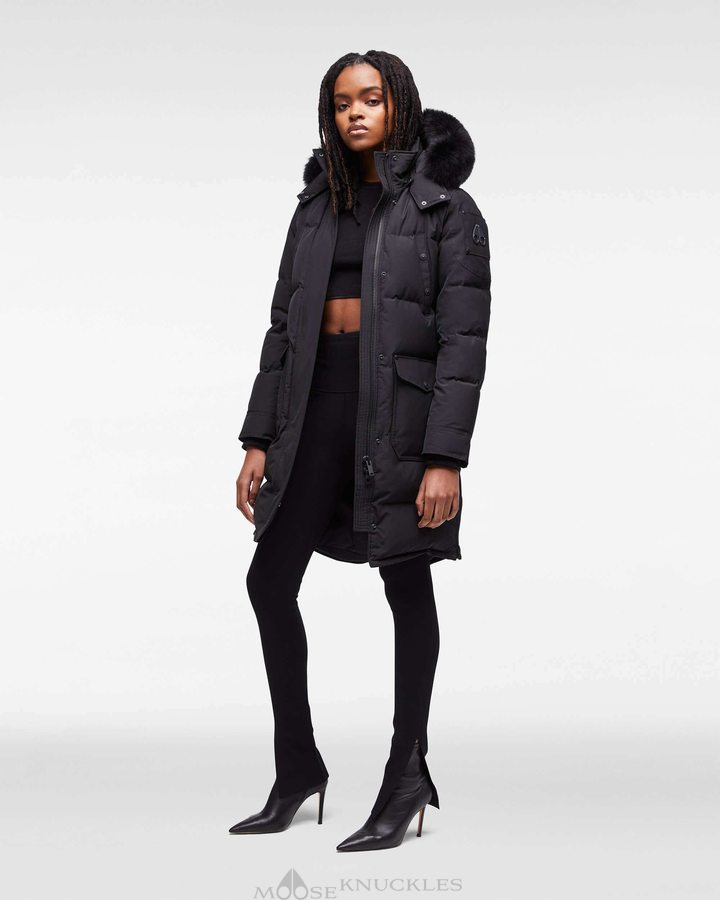 Women Moose Knuckles Onyx Causapscal Parka Parkas Black / Black Fox Fur | IW6154720