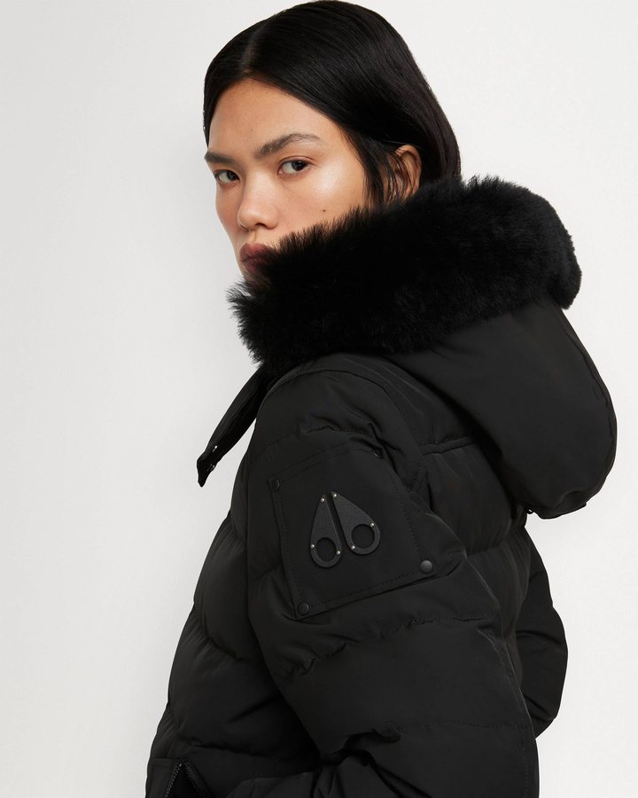 Women Moose Knuckles Onyx Ladriere Bomber Shearling Bomber Jackets Black / Black Shearling | WK4068192