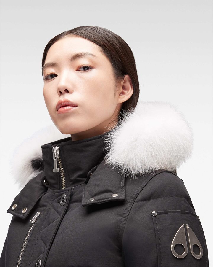 Women Moose Knuckles Original 3q Fur Jackets Black / Natural Fox Fur | ZN5289346