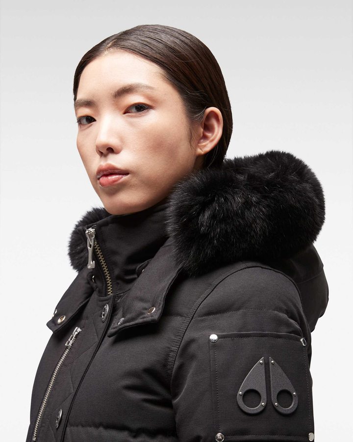 Women Moose Knuckles Original 3q Fur Jackets Black / Black Fox Fur | CY4013658