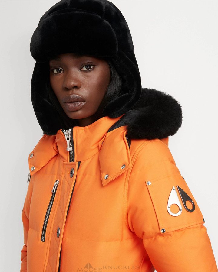 Women Moose Knuckles Original 3q Shearling Jackets Orange Peel / Black Shearling | MI5018296