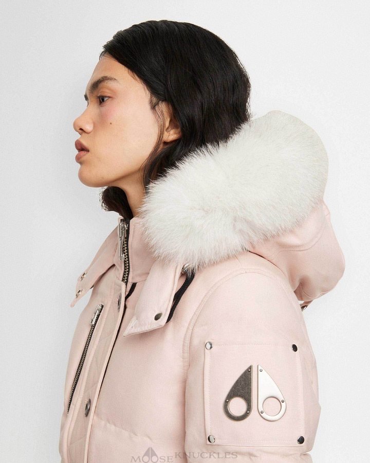 Women Moose Knuckles Original 3q Shearling Jackets Dusty Rose / Natural Shearling | XS3179842