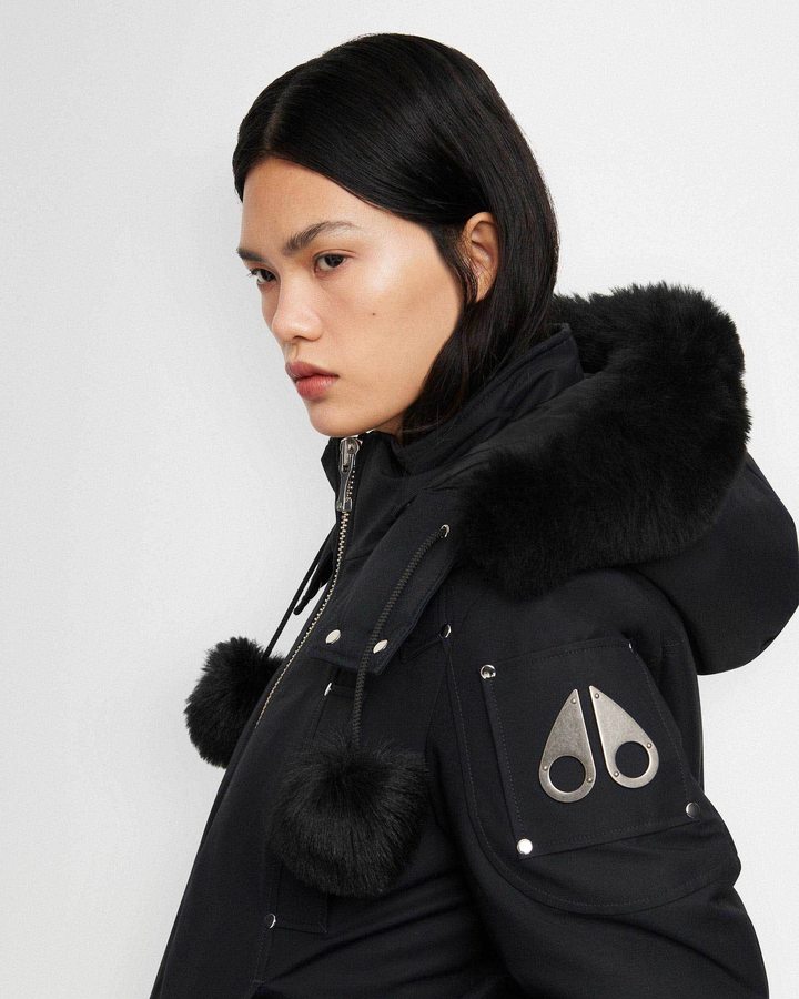 Women Moose Knuckles Original Debbie Bomber Shearling Bomber Jackets Navy / Black Shearling | WA0478239