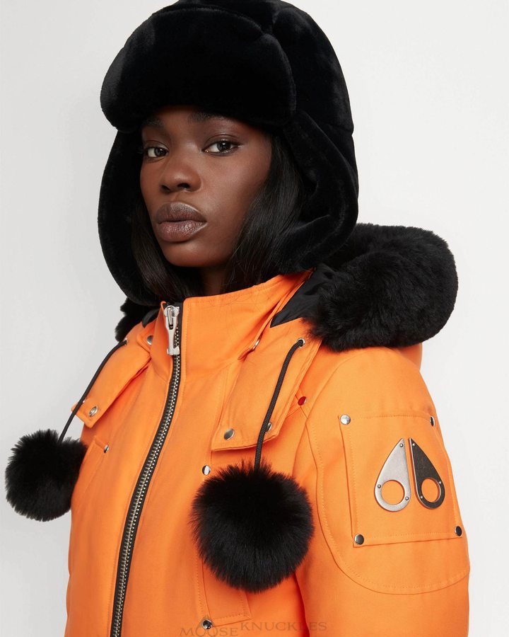 Women Moose Knuckles Original Debbie Bomber Shearling Bomber Jackets Orange Peel / Black Shearling | ZT4296375