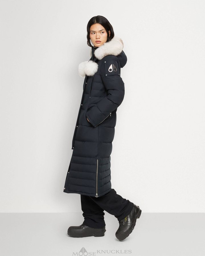 Women Moose Knuckles Original Saskatchewan Parka Fur Parkas Navy / Natural Fox Fur | OV6408923