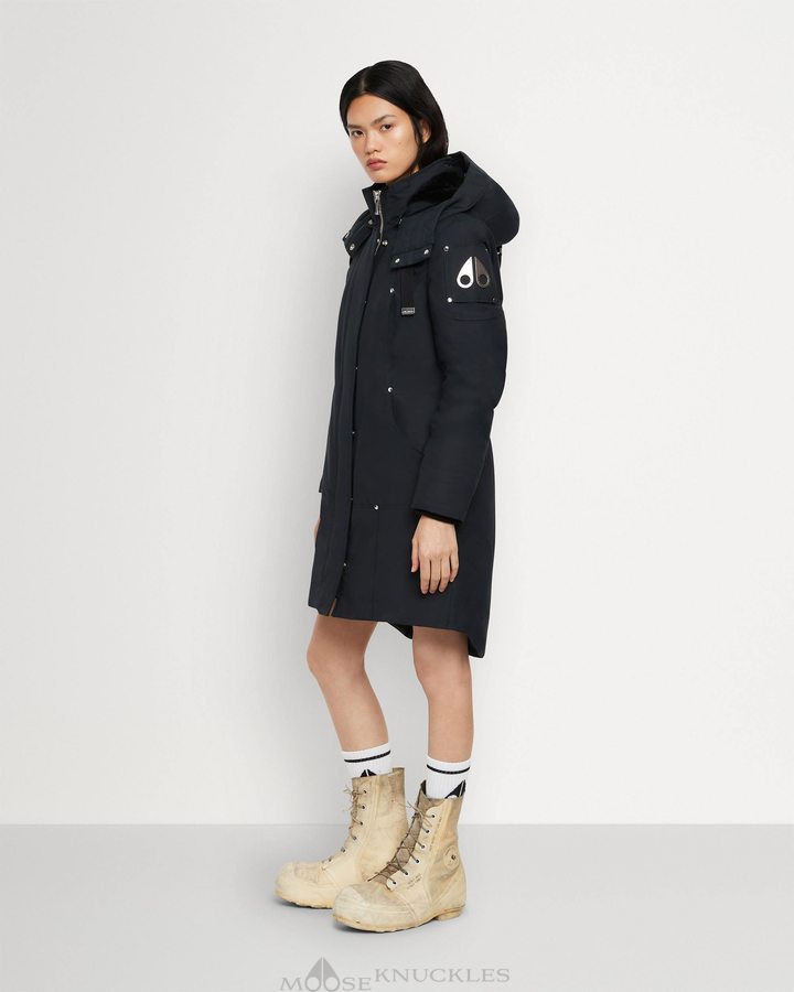 Women Moose Knuckles Original Stirling Parka Parkas Navy / Black Shearling | HA9527403