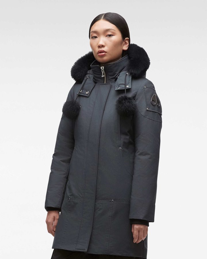 Women Moose Knuckles Original Stirling Parka Shearling Parkas Granite / Black Shearling | KD8045172