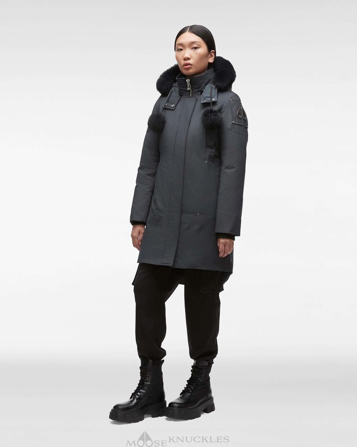 Women Moose Knuckles Original Stirling Parka Shearling Parkas Granite / Black Shearling | KD8045172