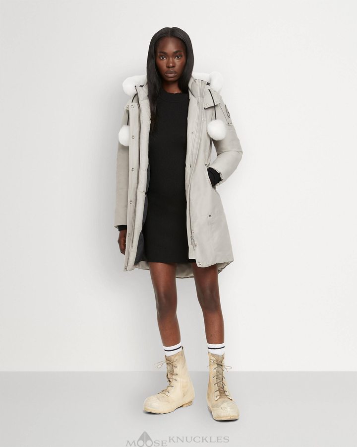 Women Moose Knuckles Original Stirling Parka Shearling Parkas Storm Grey / Natural Shearling | RM3294068