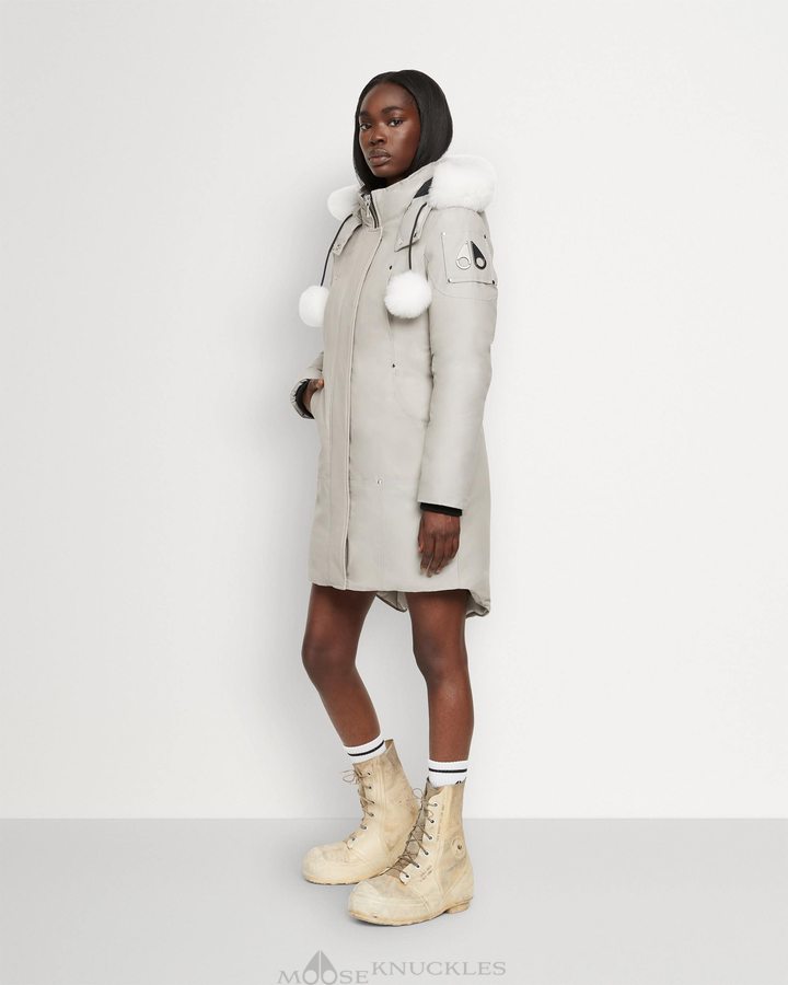 Women Moose Knuckles Original Stirling Parka Shearling Parkas Storm Grey / Natural Shearling | RM3294068