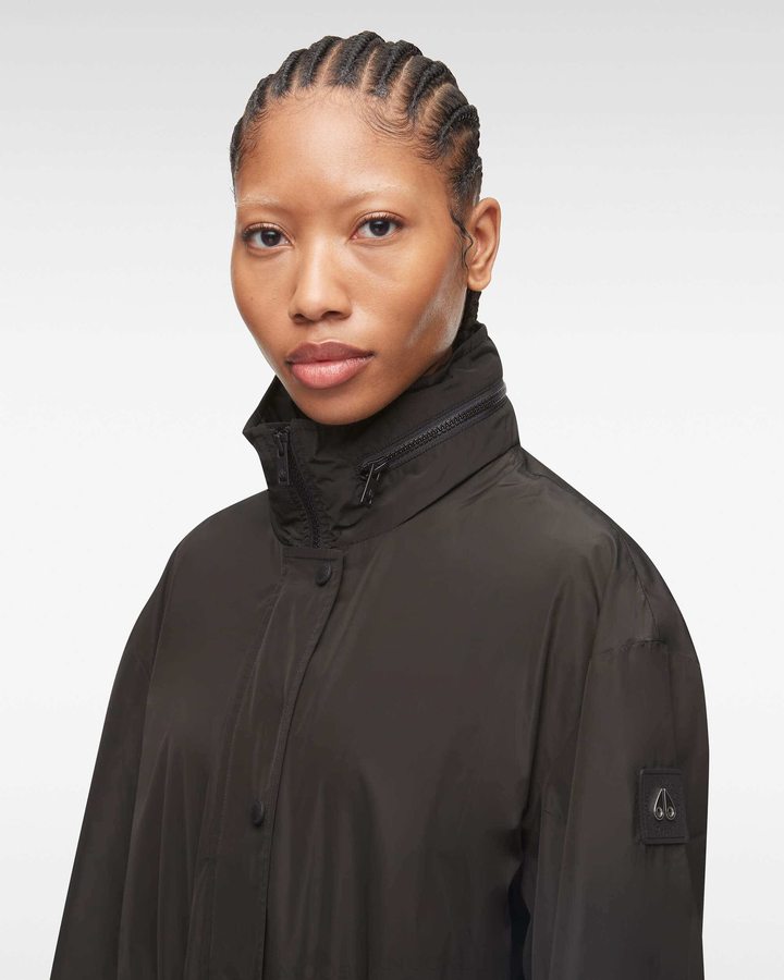 Women Moose Knuckles Osgoode Anorak Anoraks Black | XU0451862