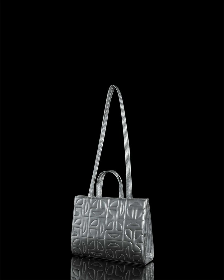 Women Moose Knuckles Telfar Medium Shopping Bag Bags Silver | QD4603175